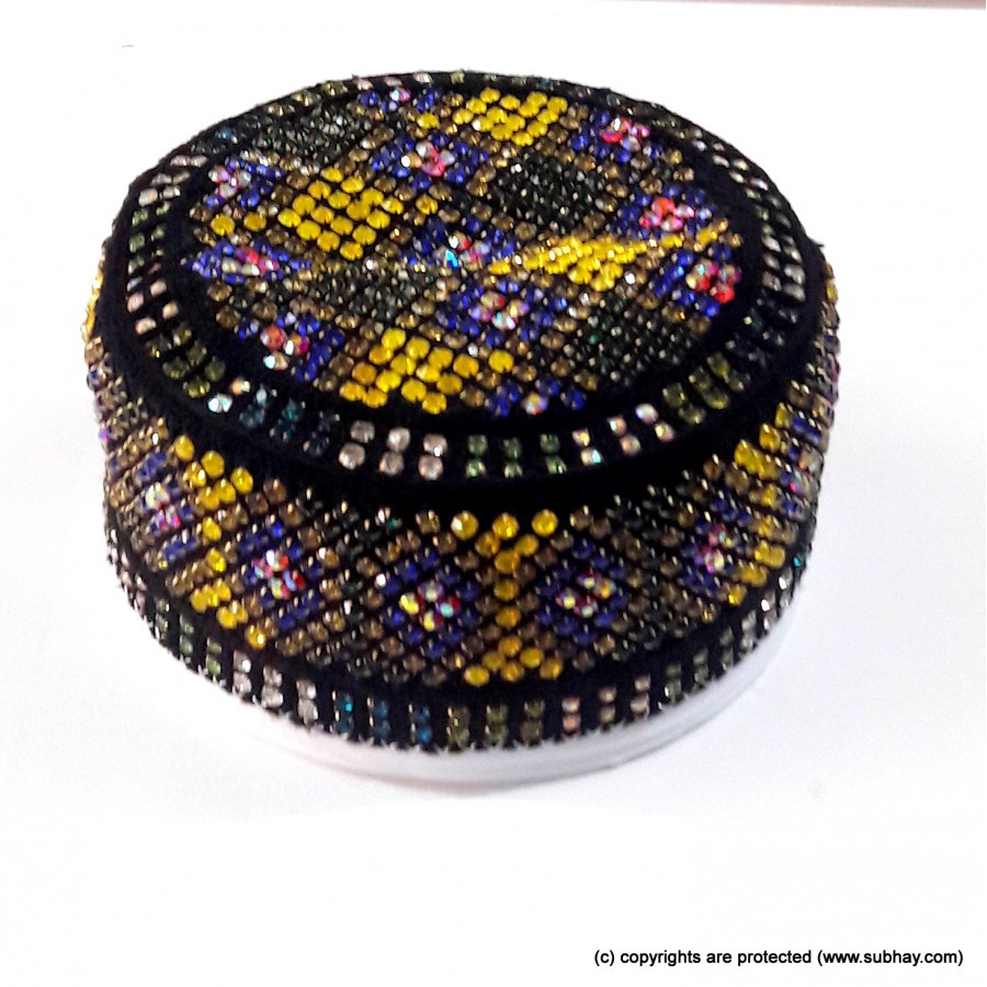 Multi Color Round Full Sindhi Nagina /  Zircon Cap or Topi MKC-811